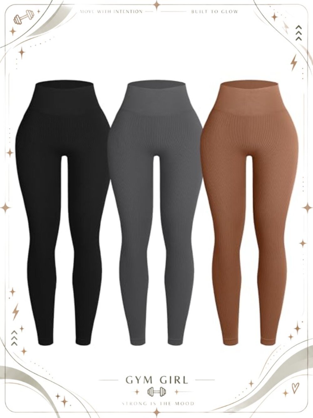 Ribbed Seamless Leggings High Waist Tummy Control Yoga Gym Activewear